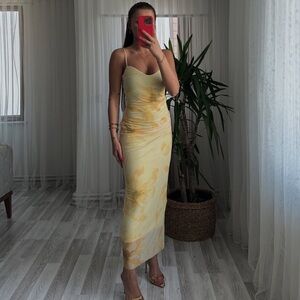 Zara Printed Tulle Midi Dress